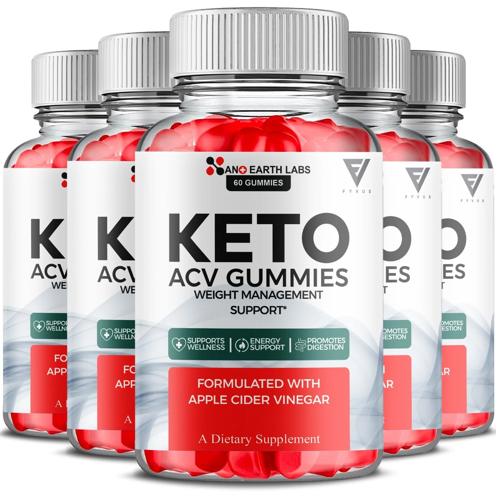 (5 Pack) Nano Earth Labs Keto Gummies, NanoEarth Labs Supplement (300 Gummies)