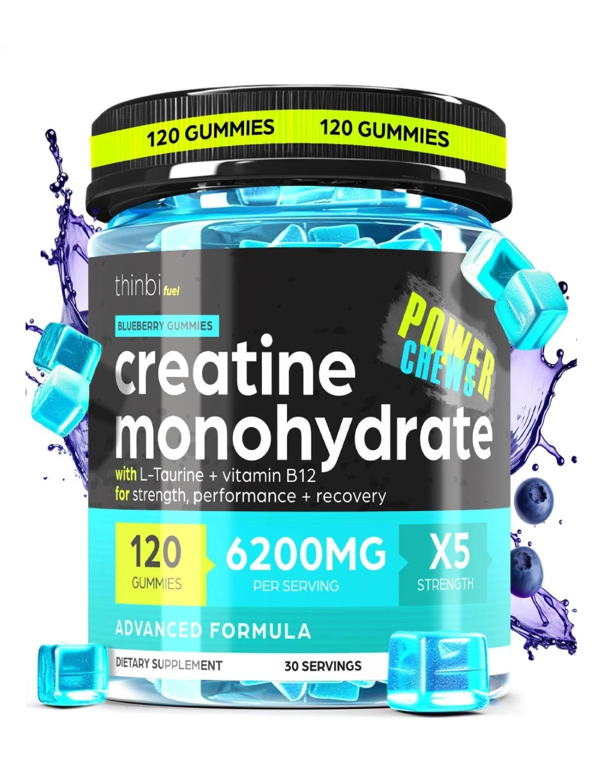 Creatine Monohydrate Gummies Complex 6200mg for Men & Women - 120 Gummies