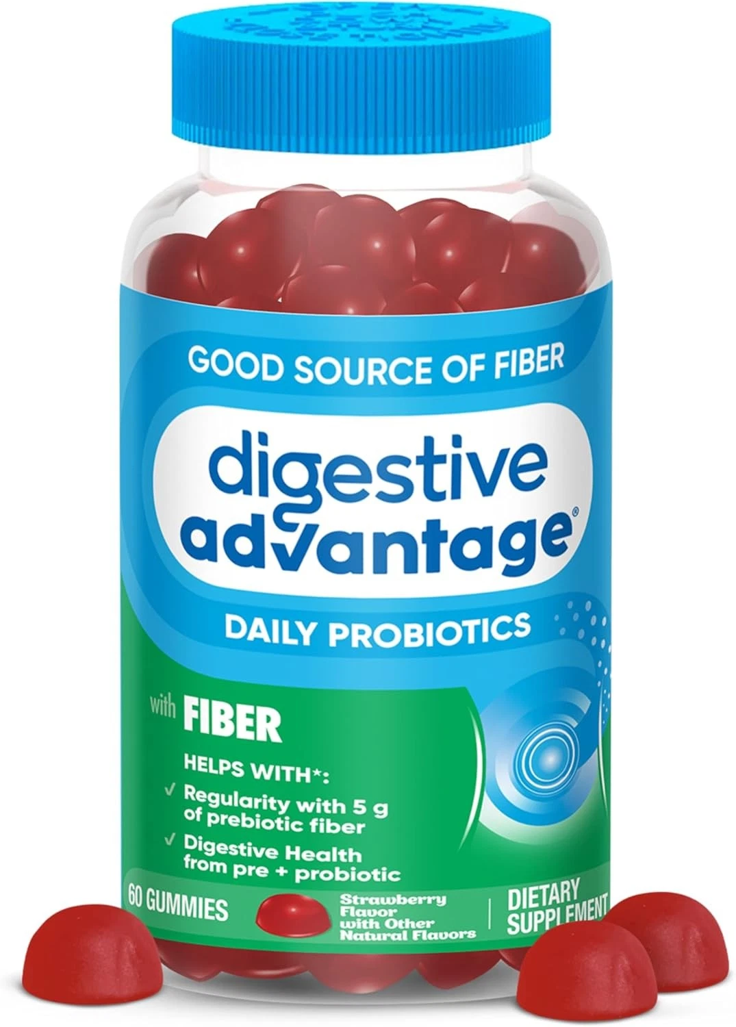Probiotics & Prebiotic Fiber Gummies for Supports Digestive Health & Regularity.