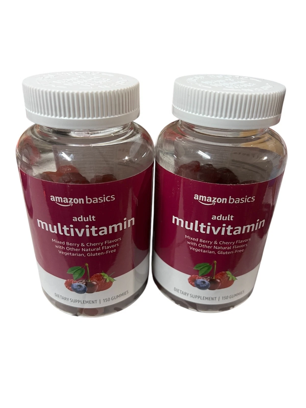 2 Pack Amazon Basics Adult Gummy Multivitamin Mixed Berry + Cherry 150 ct