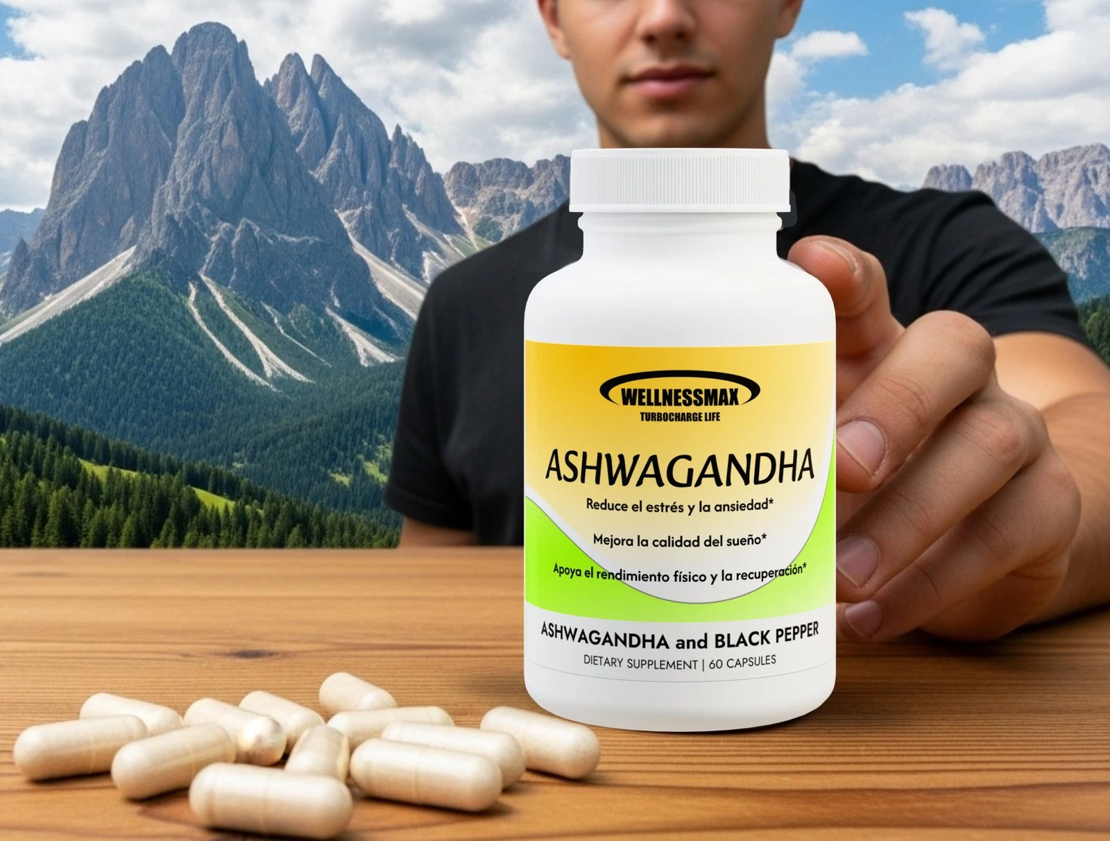 Ashwagandha en capsulas suplemento antiestres.