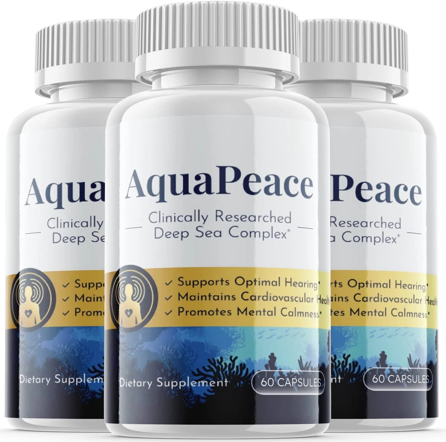 3 Pack- Aqua Peace Support Supplement Pills - Deep Sea Complex Formula-180 Pills