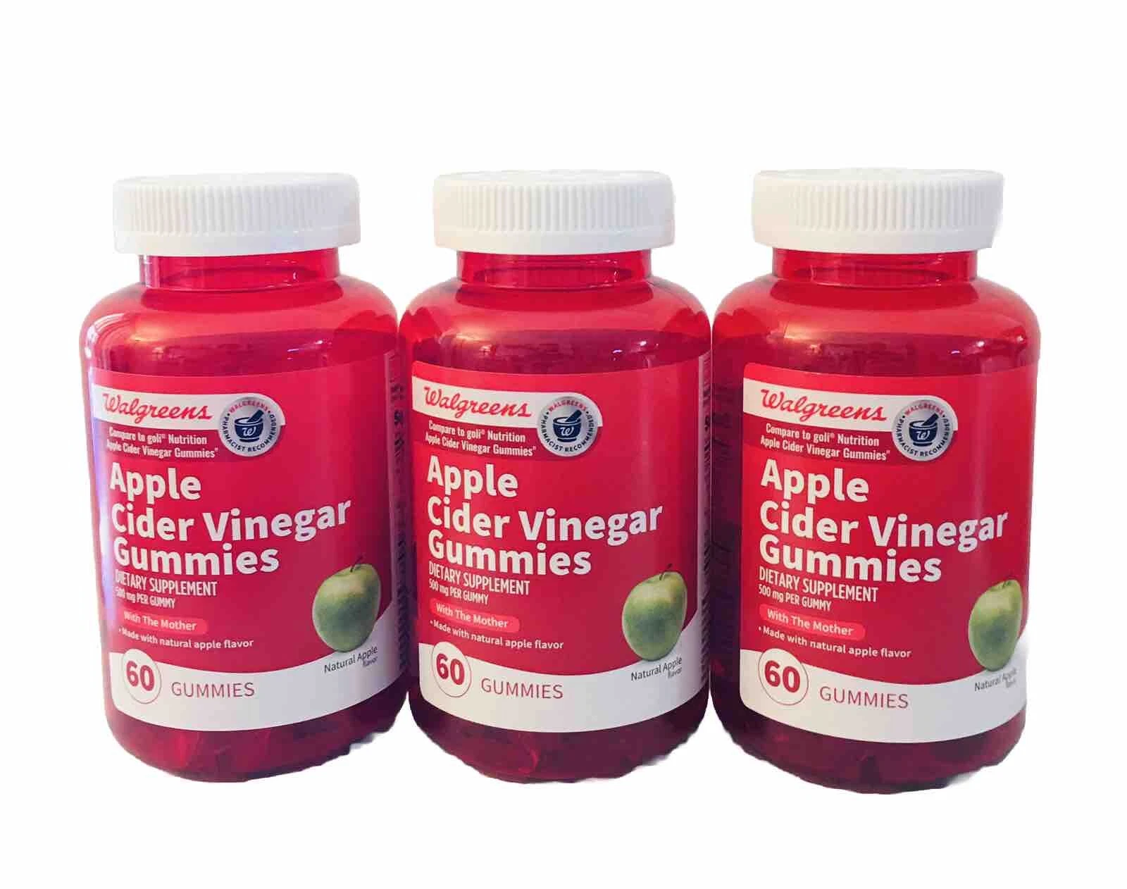 Apple Cider Vinegar Gummies 500mg, 180 Gummies, Apple Flavored With The Mother