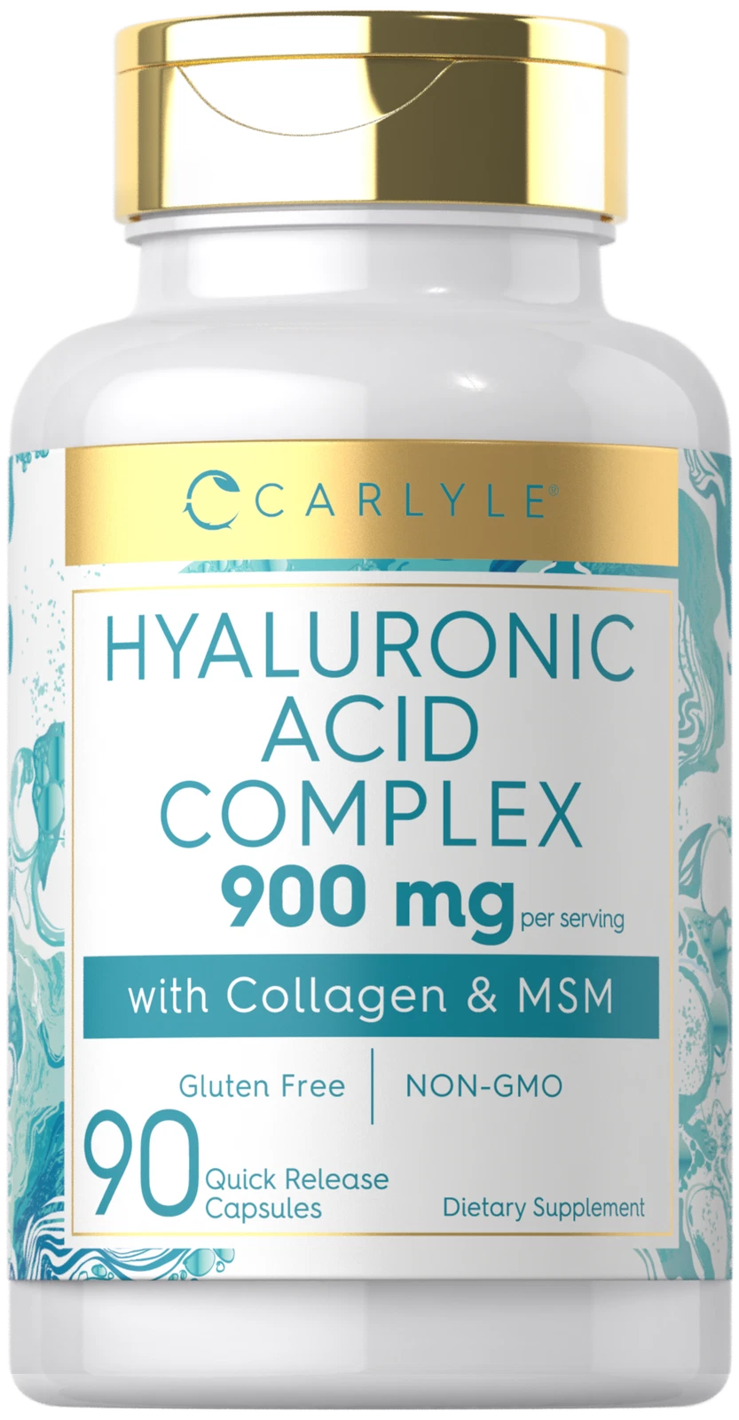Hyaluronic Acid Capsules 900mg | 90 Count | with Collagen & MSM | by Carlyle
