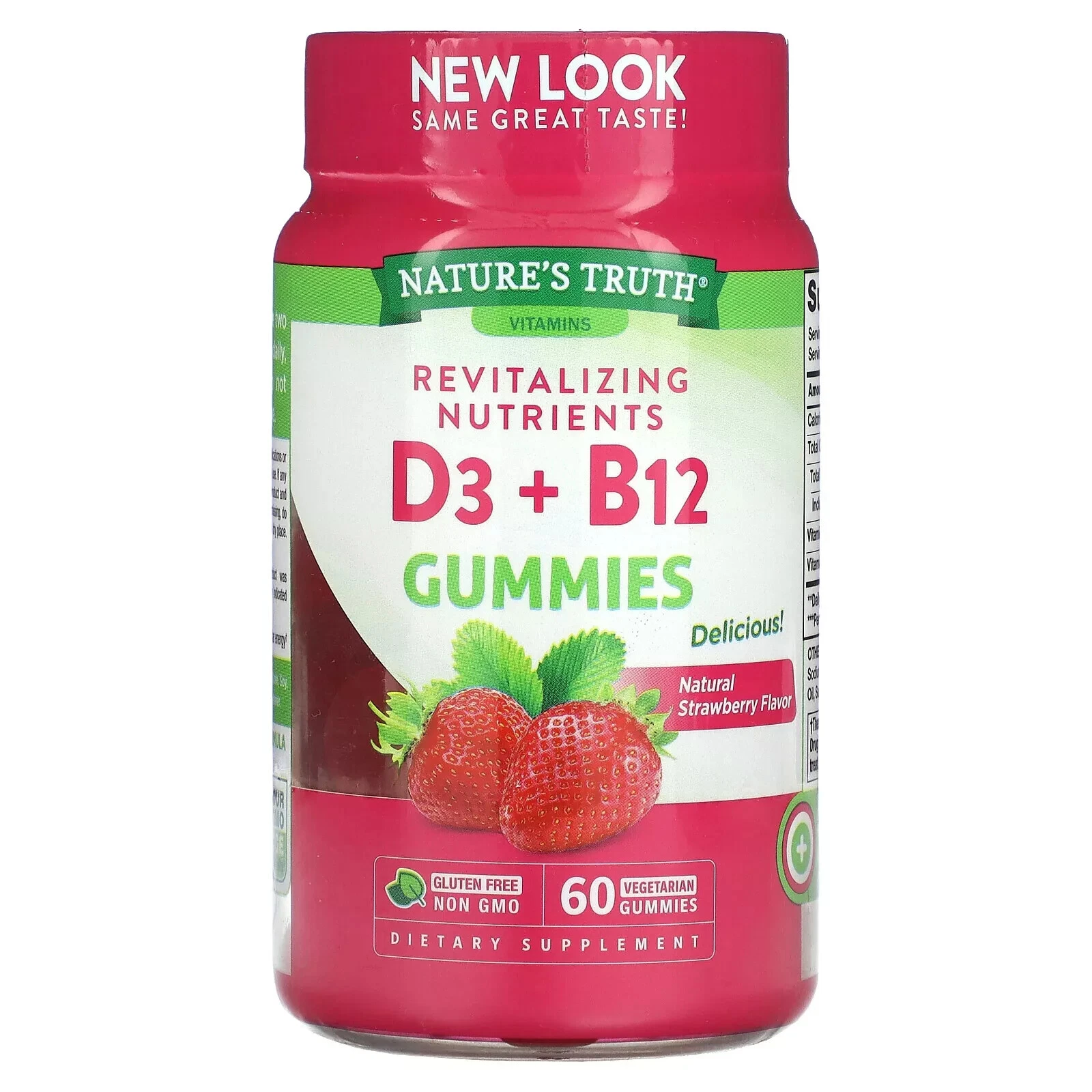 Nature's Truth Revitalizing D3 + B12 Vegetarian Gummies 60 Count Strawberry 1/26