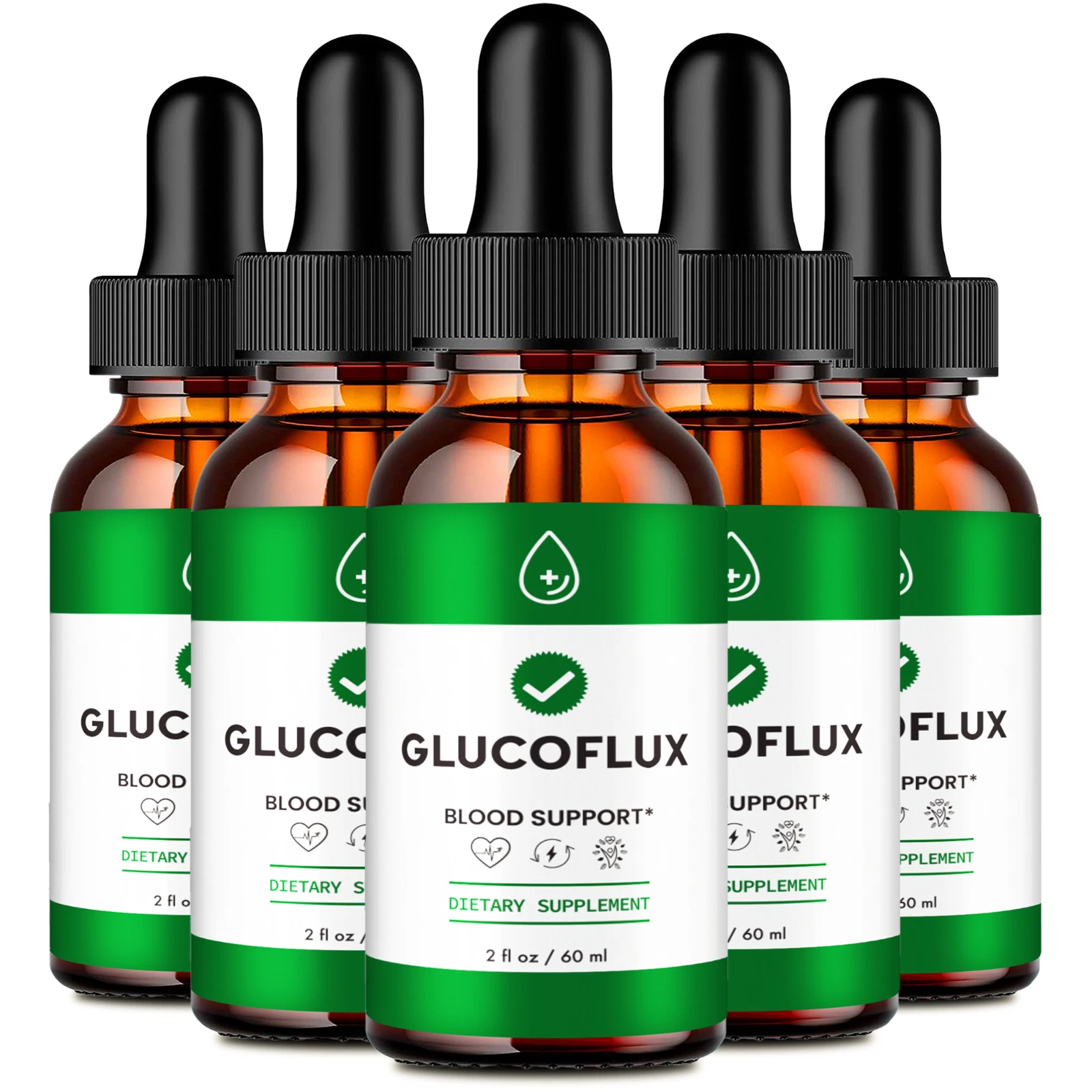 (5 Pack) GlucoFlux Blood Sugar Support Drops, Gluco Flux Liquid Blood Drops