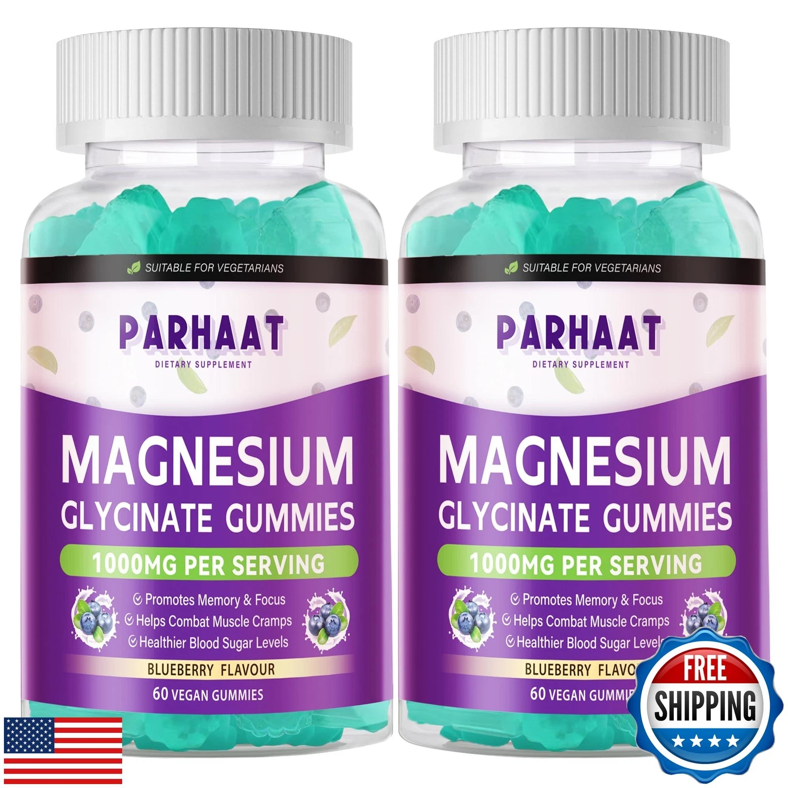 Magnesium Glycinate Gummies - Sugar Free Magnesium Potassium Supplement with