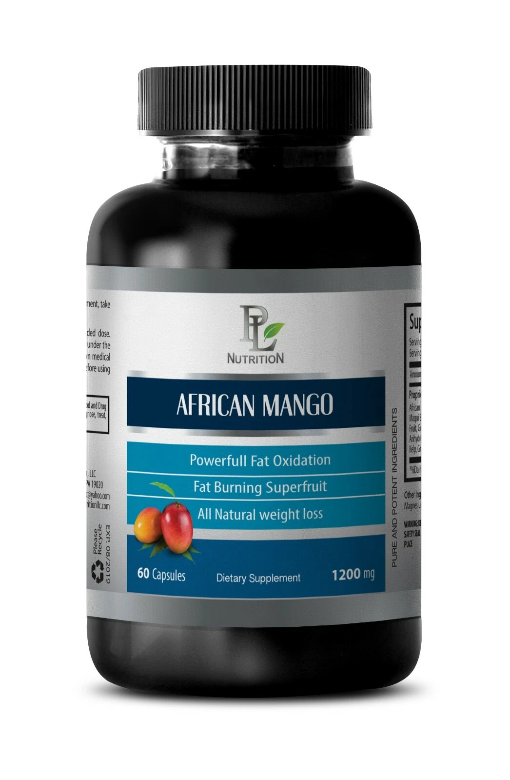 Weight Loss Dietary Supplement - AFRICAN MANGO EXTRACT 1200mg - 1 Bottle 60 Caps