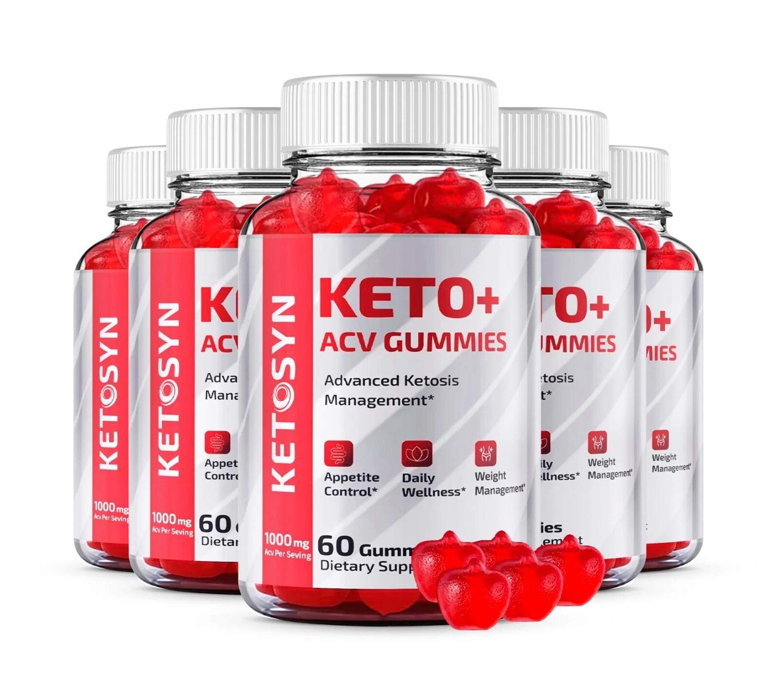 Ketosyn Keto ACV Gummies Weight Loss Dietary Supplement (300 Gummies) 5-Pack