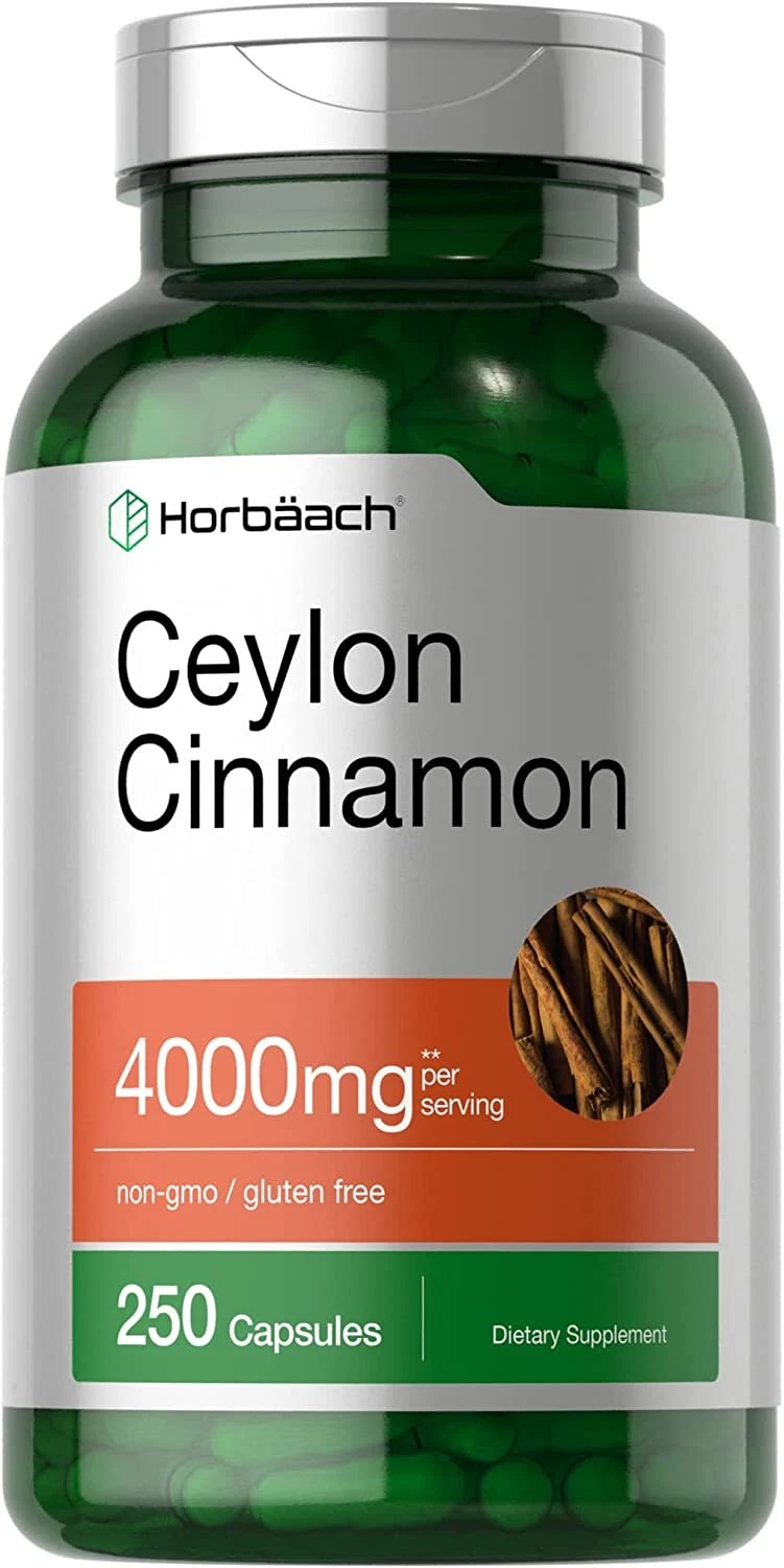 Ceylon Cinnamon Capsules 4000mg | 250 Count | Non-GMO, Gluten Free | by Horbaach