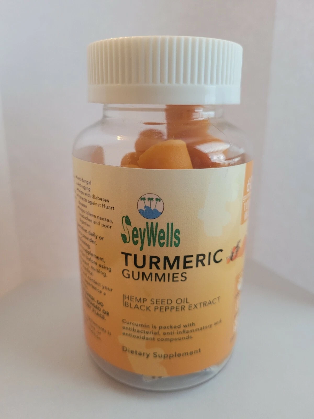 Turmeric Gummies w Black Pepper Extract, Vegan, GMO Free 1000mg