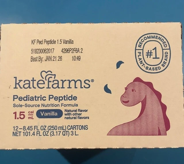 Kate Farms Pediatric Peptide 1.5 cal Vanilla 8.45 oz 12 Ct Box EXP Jan 2026