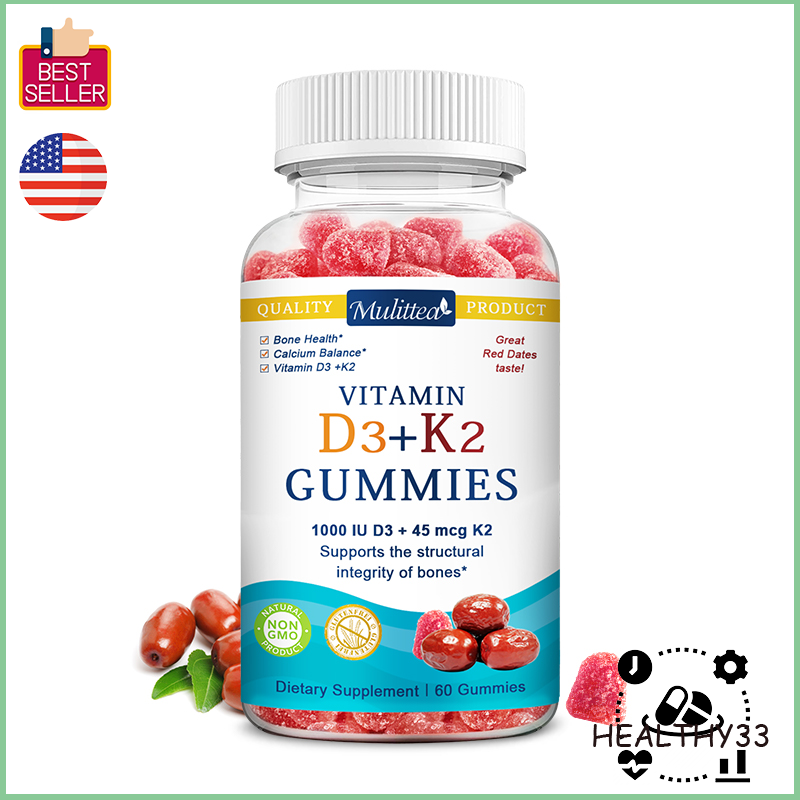 D3 K2 Vitamin 1000 IU, 45 mcg Vitamin K2, for Bone, Teeth, Immune, Heart Health