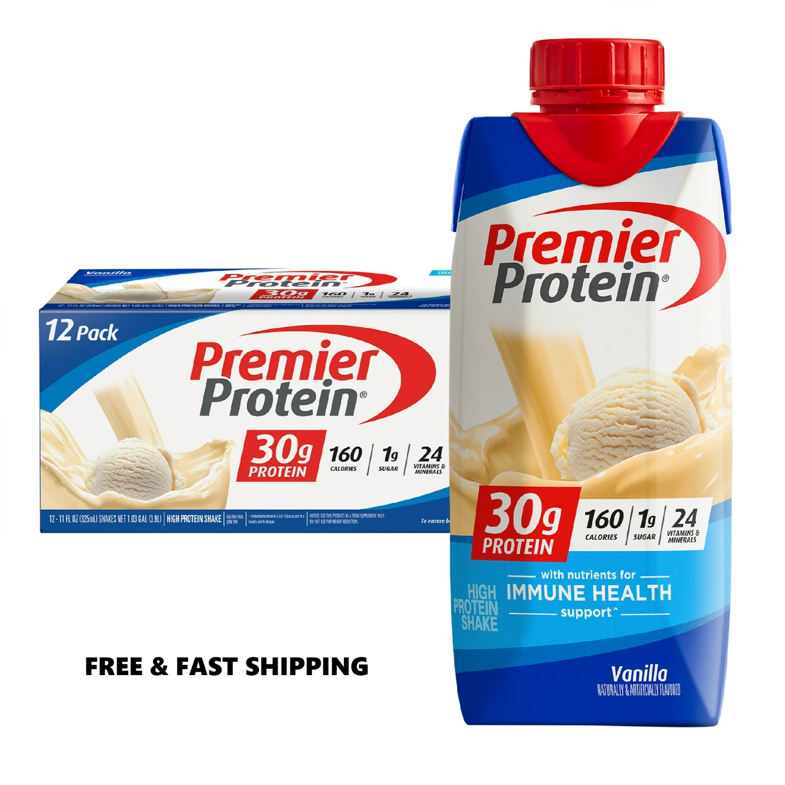 Premier Protein Shake, Vanilla, 30g Protein, 11 fl oz, 12 Ct FREE shipping
