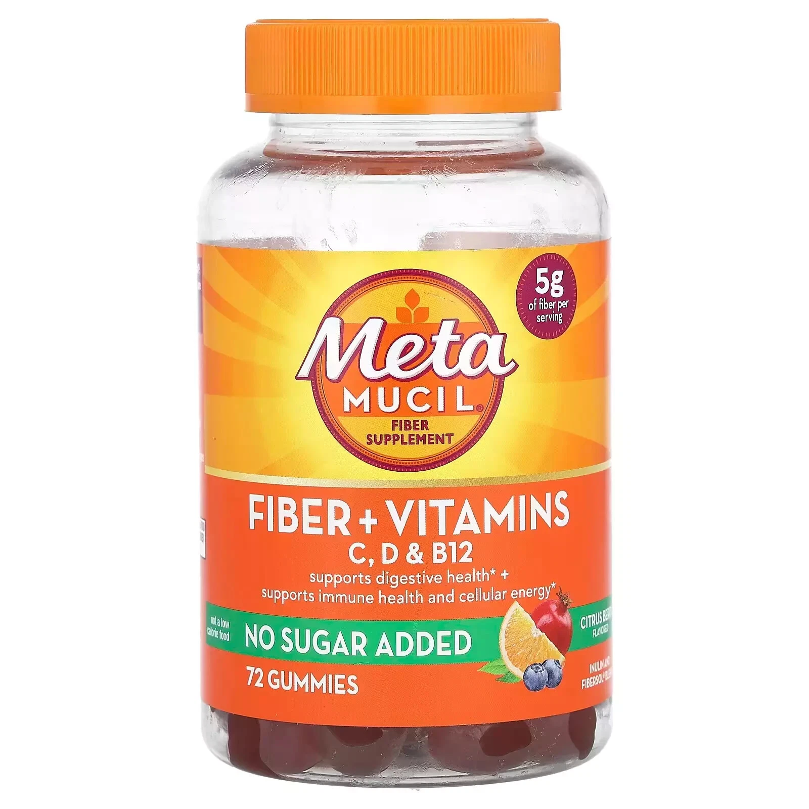 Metamucil Fiber Plus Vitamins C, D, & B12, 72 Gummies CITRUS BERRY EXP 06/2026