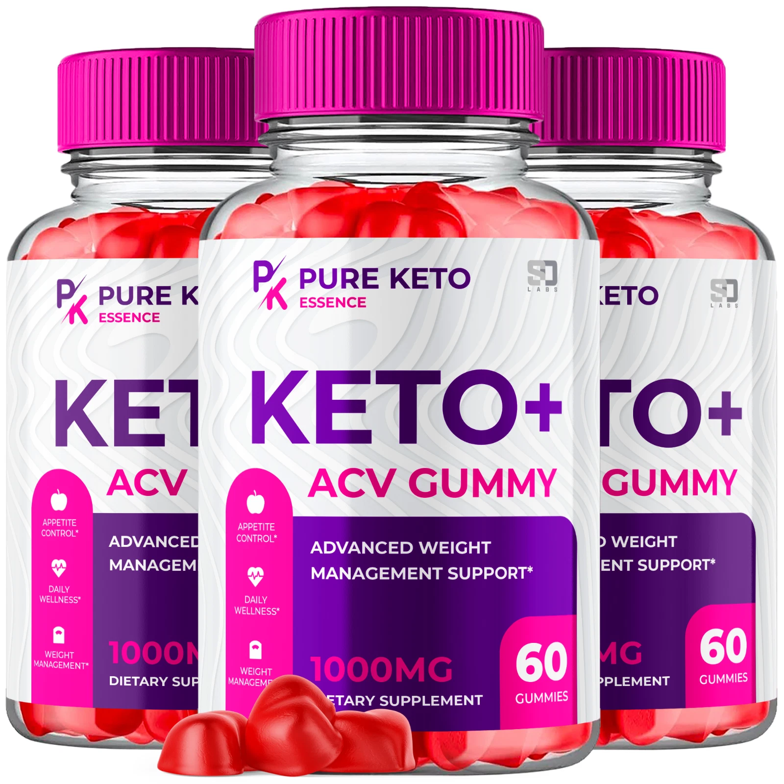 (3 Pack) Pure Keto Essence Gummies - ACV Gummy For Balanced Lifestyle - 180 Gums