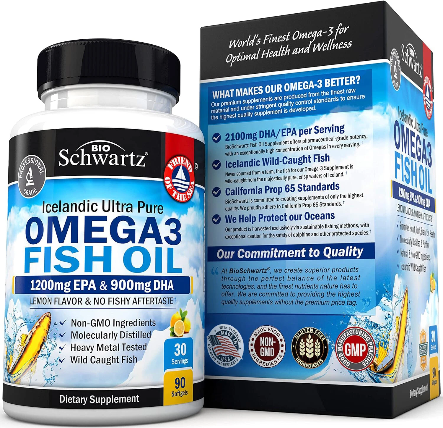 Bioschwartz Omega 3 Fish Oil, Supports Eyes, Brain & Skin Health, 90 / 180 ct