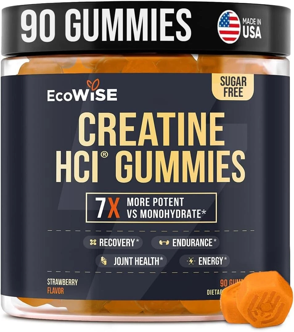 EcoWise Wellness Creatine HCL Gummies 750mg Chewable Gummies for Men & Women ...