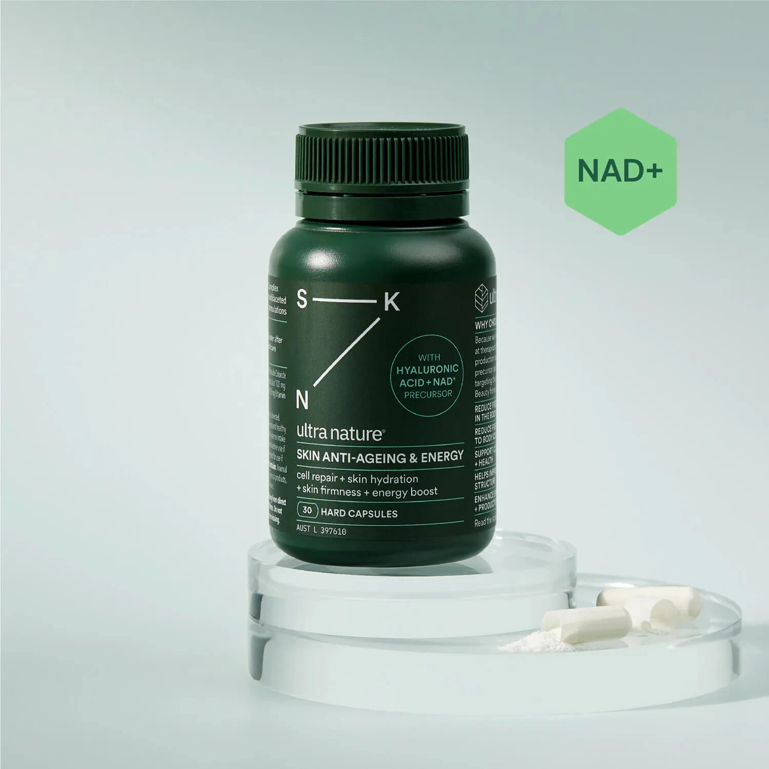 ULTRA NATURE ANTI AGEING & ENERGY 30/60 CAPS & NAD+ & antioxidant skin health