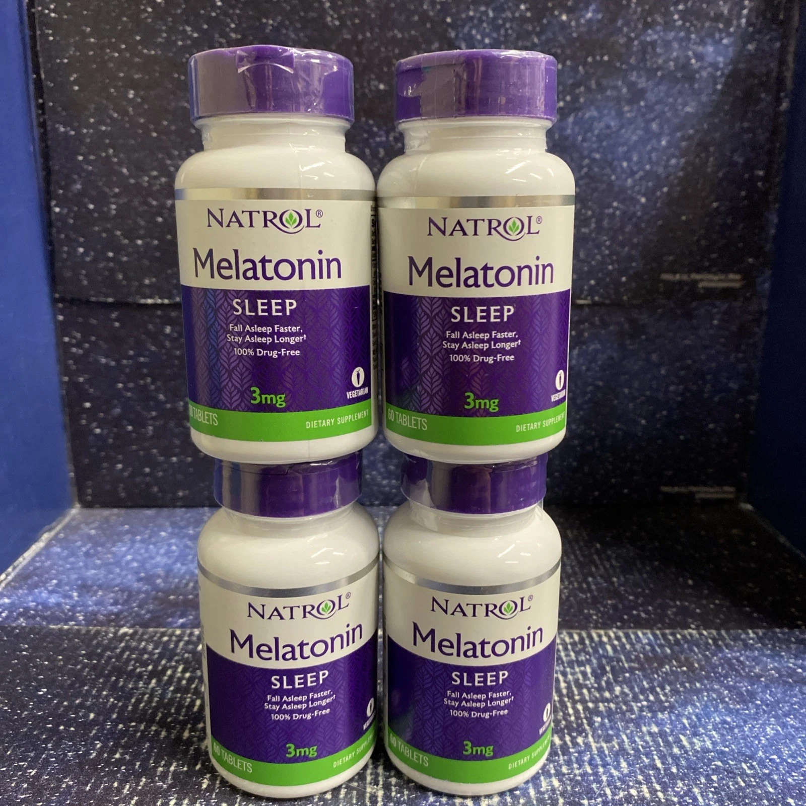 EXP: 11/2025 - 4 X Natrol Melatonin For Sleep 3mg 60 Tablets Vegetarian 100% ea