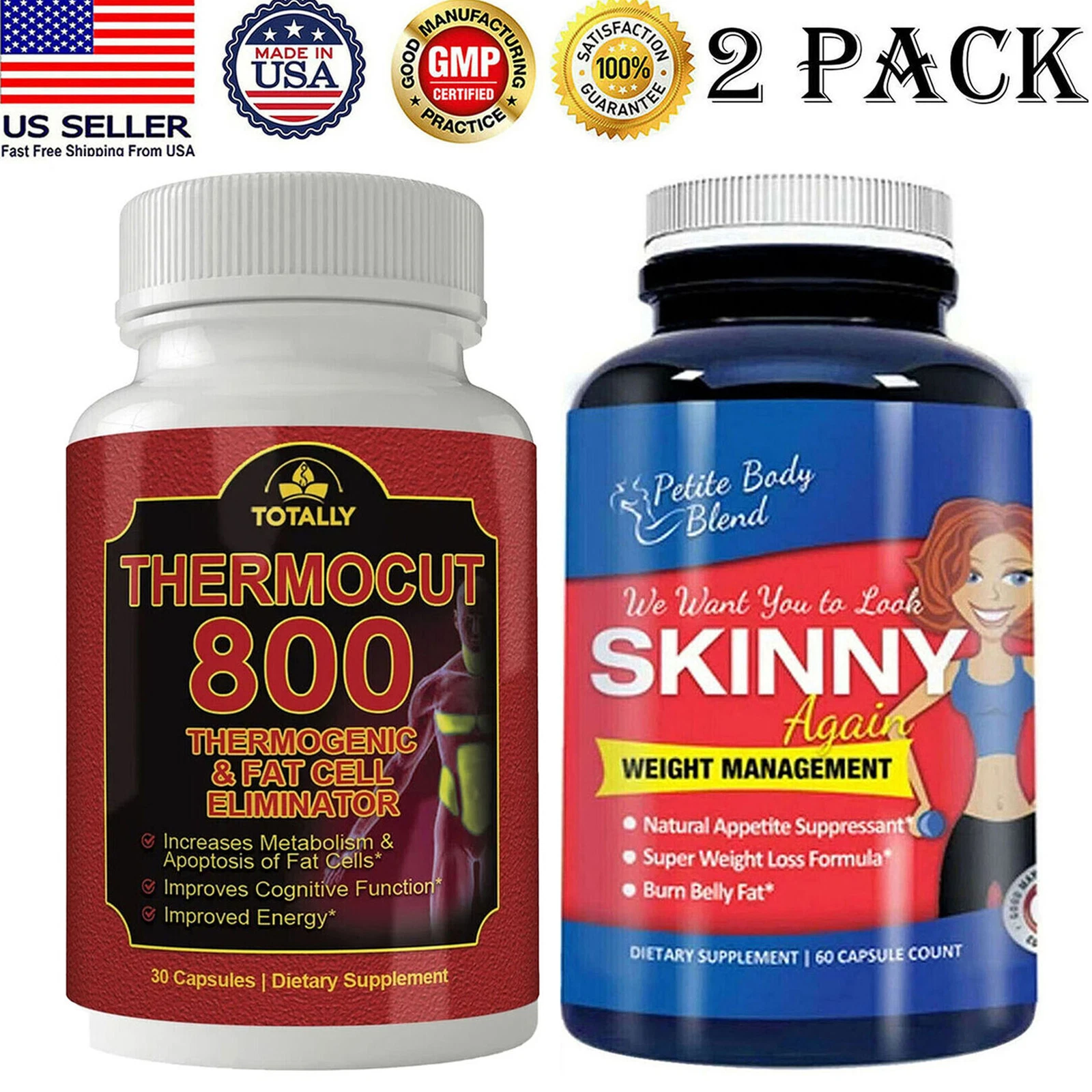 Thermogenic Thermocut 800 Caps Skinny Again Caralluma Weight Loss Caps 2 Pack