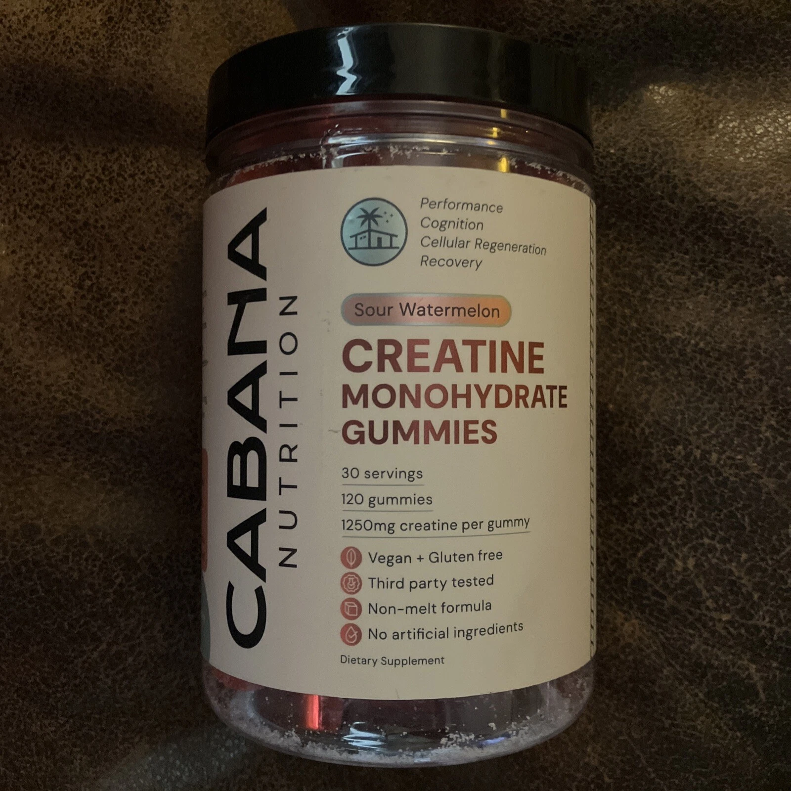 New Cabana Nutrition Watermelon Creatine Monohydrate Vegan Gummies 30 Servings