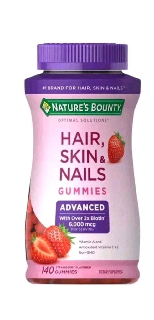 Nature's Bounty Hair Skin and Nails Advanced Biotin 140 Gummies Exp 10/26 NEW