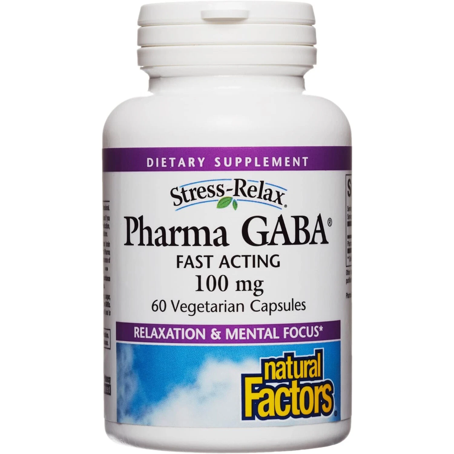 Natural Factors Stress-Relax Pharma GABA 100 mg, 60 Vegetarian Capsules
