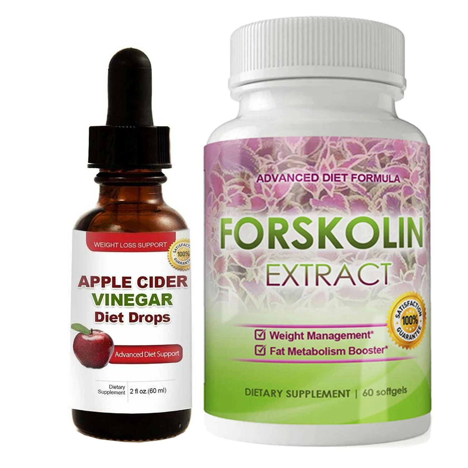 Apple Cider Vinegar Diet Drops & Forskolin Extract Weight Loss Capsules Combo