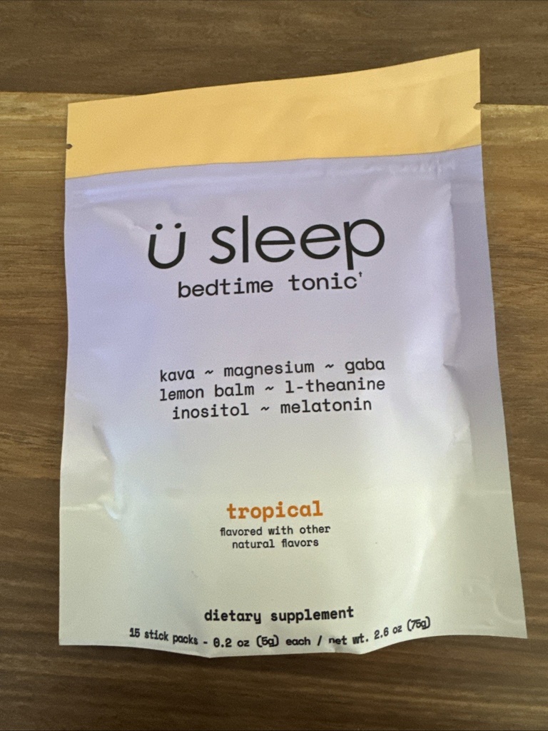 Ü Sleep Bedtime Tonic - Tropical Flavored Dietary Supplement - 15 Sticks Packs