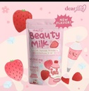 Dear Face Beauty Milk Japanese Collagen STRAWBERRY Drink, 10 Sachets X 18g