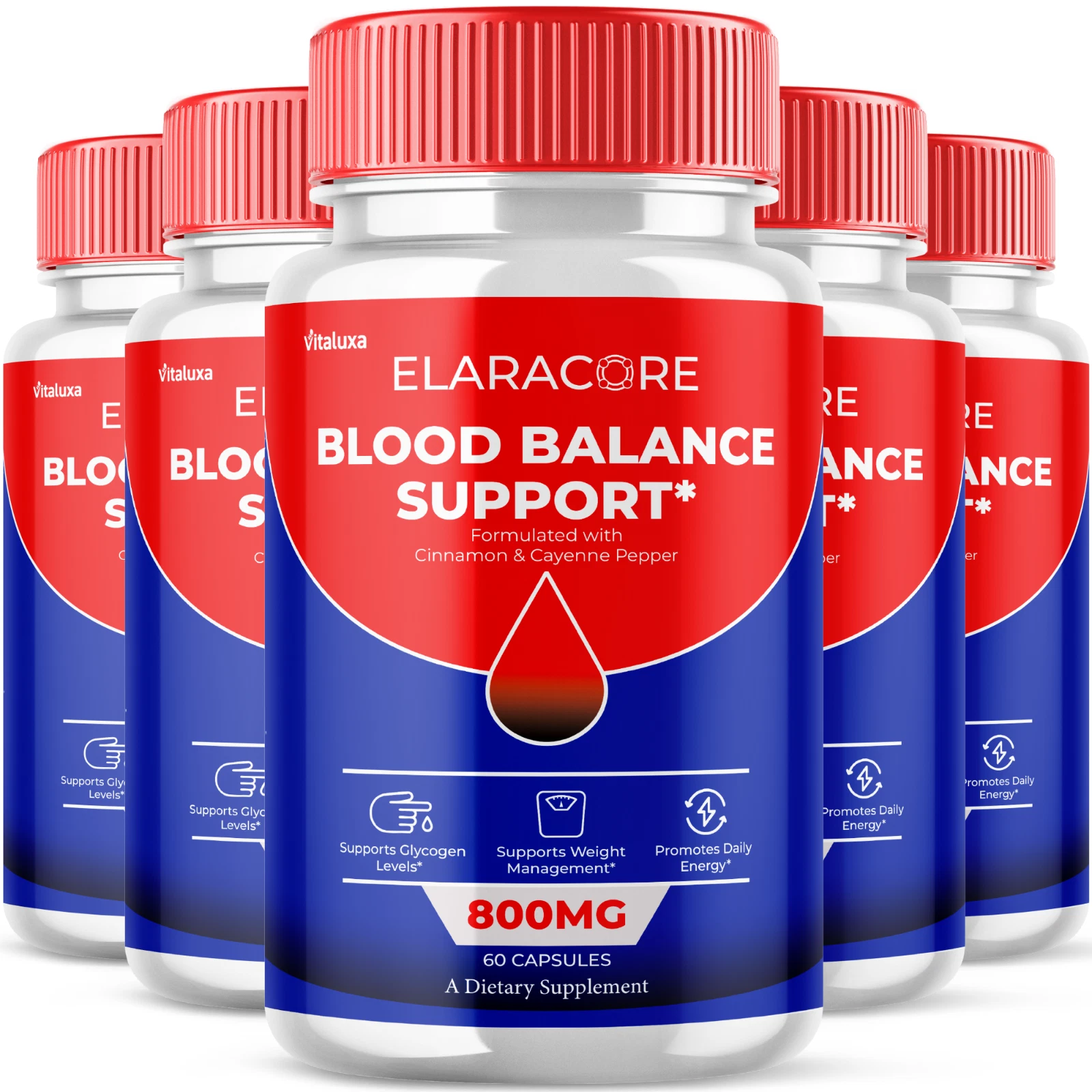 (5 Pack) Elaracore Glycogen Support Pills Formula for Circulation (300 Capsules)