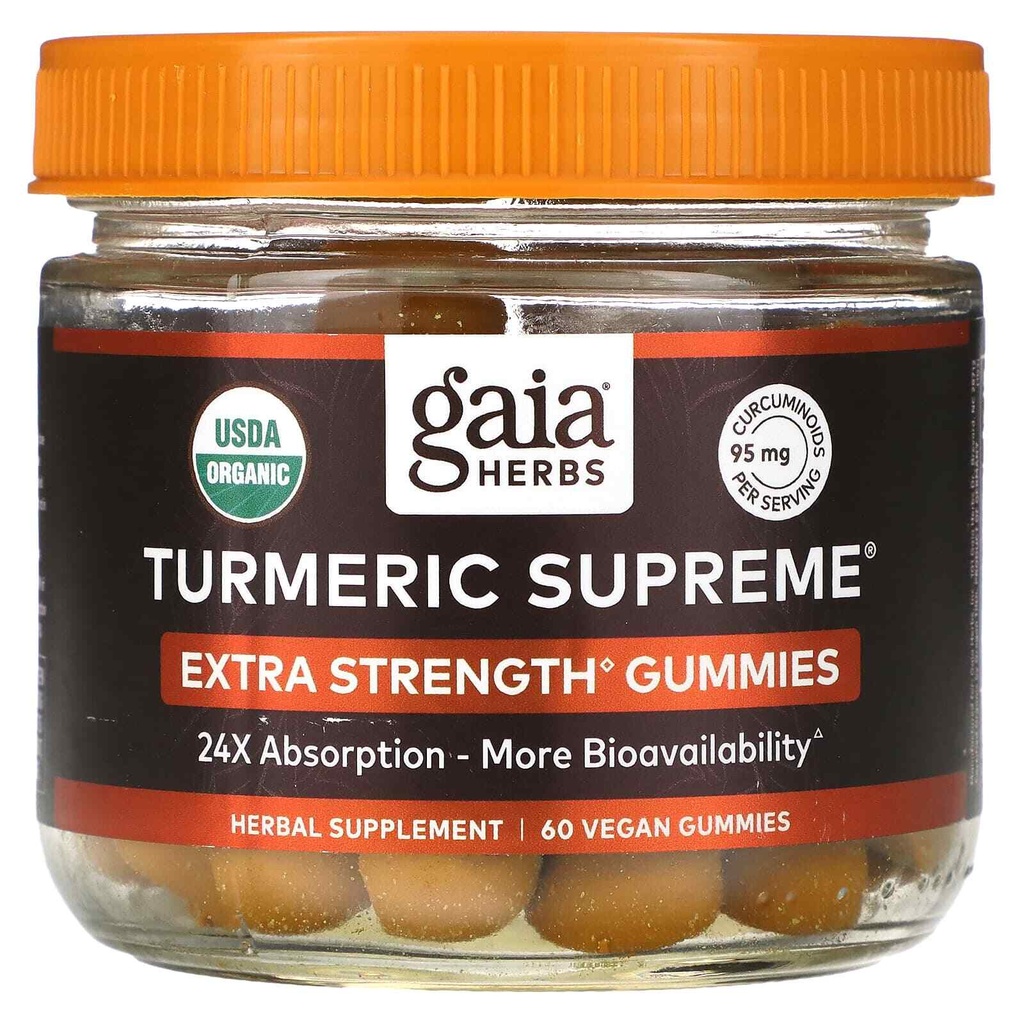 2 X Gaia Herbs, Turmeric Supreme, Extra Strength, 60 Vegan Gummies