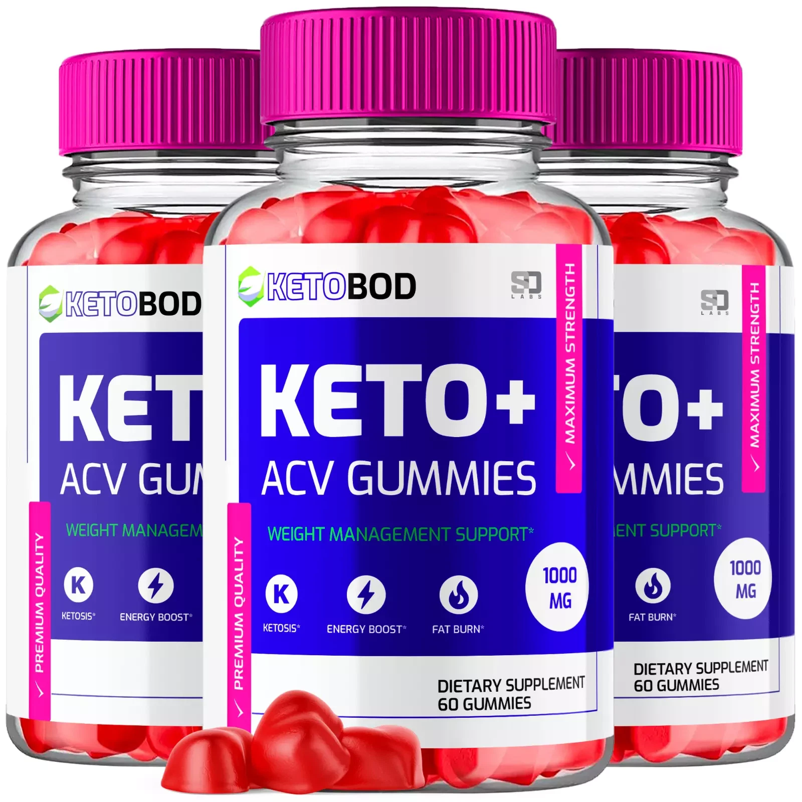 Keto Bod ACV Gummies - Weight Loss Aid, Appetite Control (3 Pack)