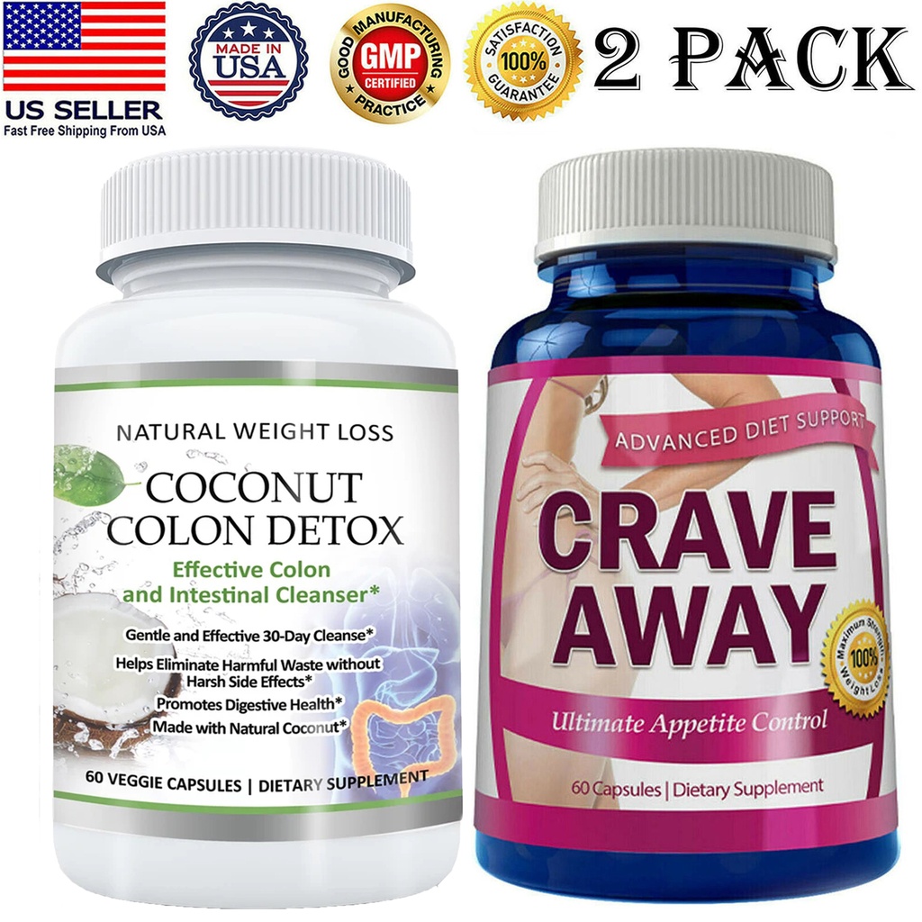 Coconut Colon Detox Pills Weight Loss & Crave Away Appetite Control Supplement