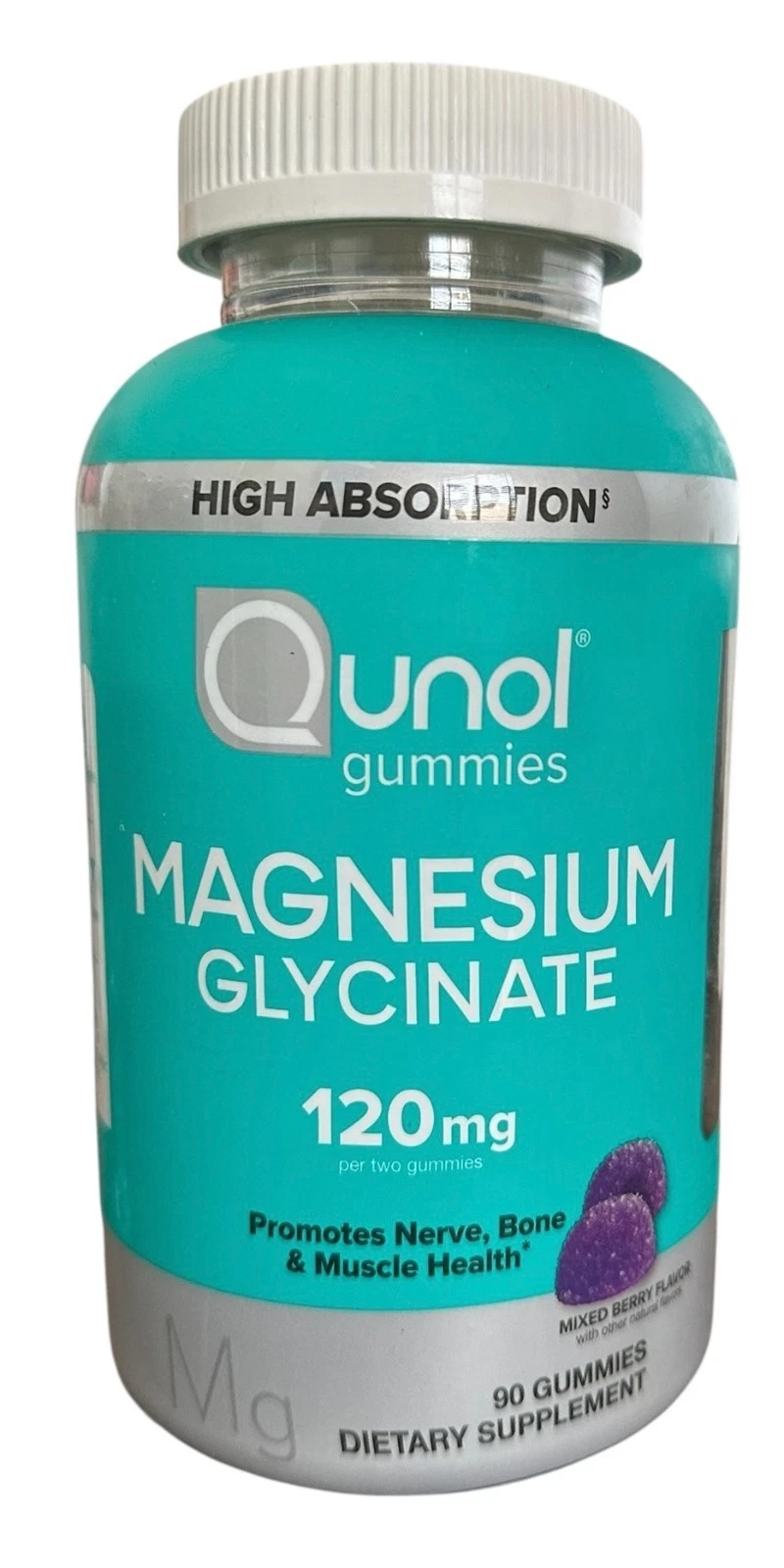 Magnesium Glycinate Gummies, 120mg of Magnesium Glycinate, High Absorption 90ct