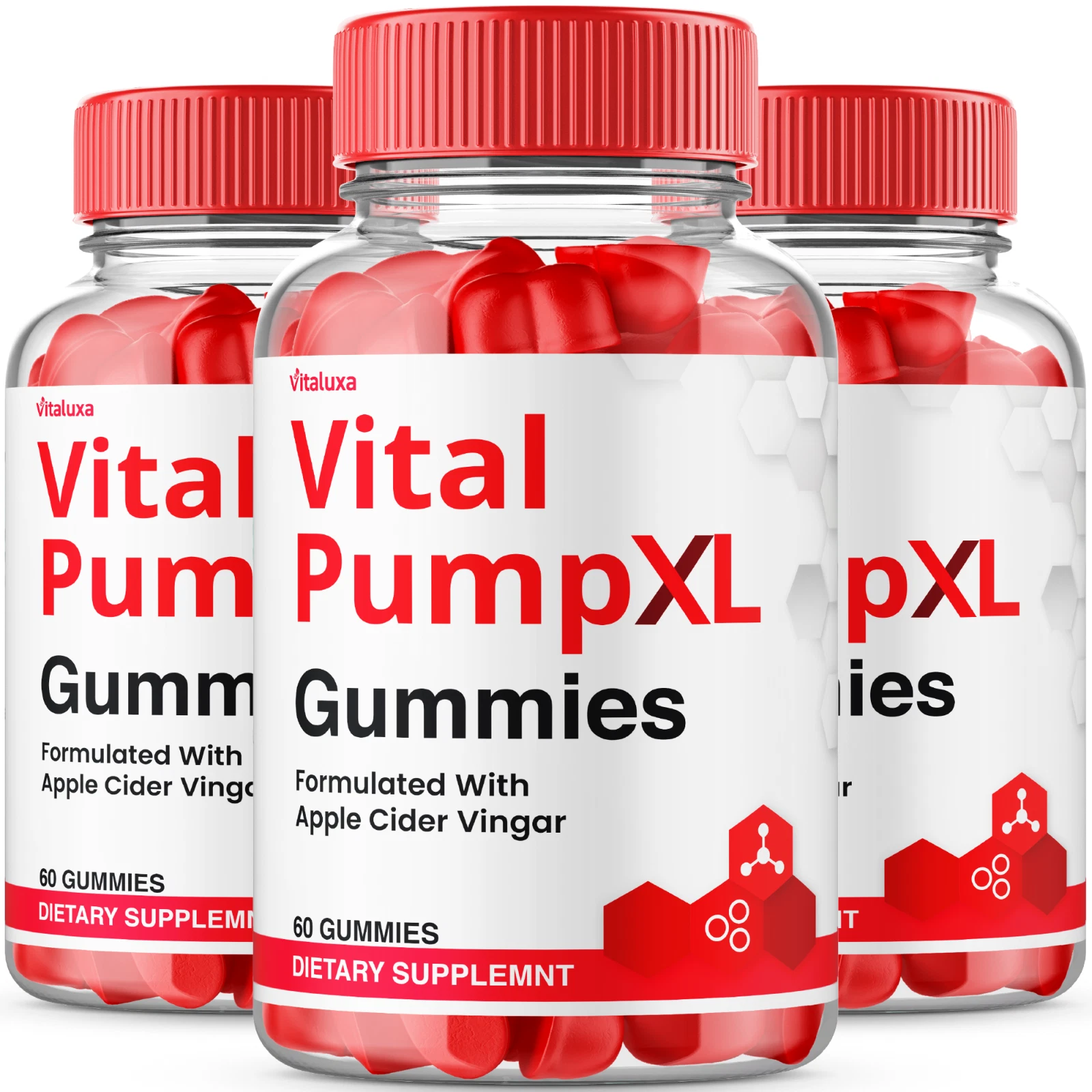 (3 Pack) Vital Pump XL Gummies for Men Maximum Strength Supplement (180 Gummies)