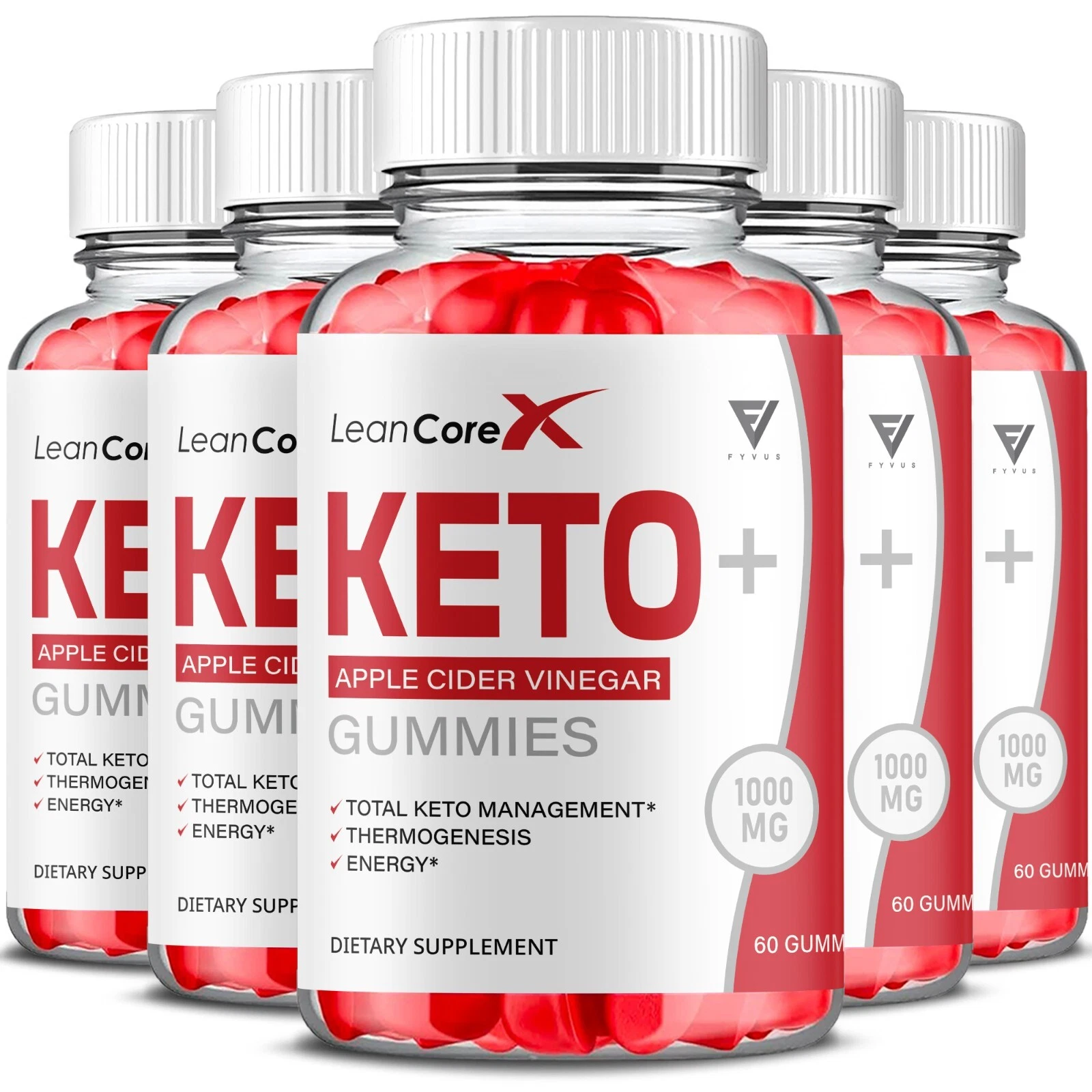 (5 Pack) Lean Core X ACV Keto Gummies, LeanCore X Maximum Strength (300 Gummies)