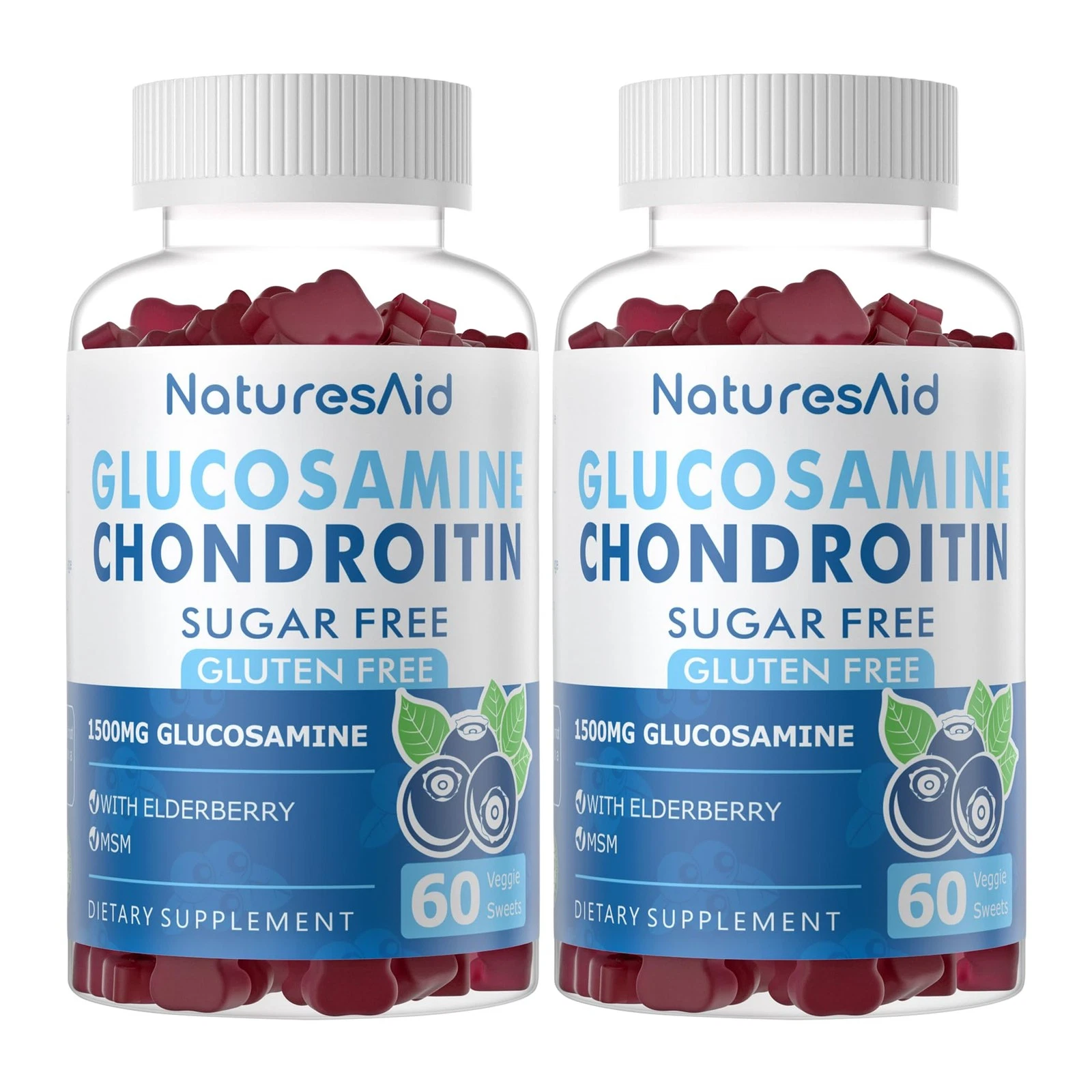 Natures Aid Glucosamine Chondroitin Gummies with MSM & Elderberry Extra Strength