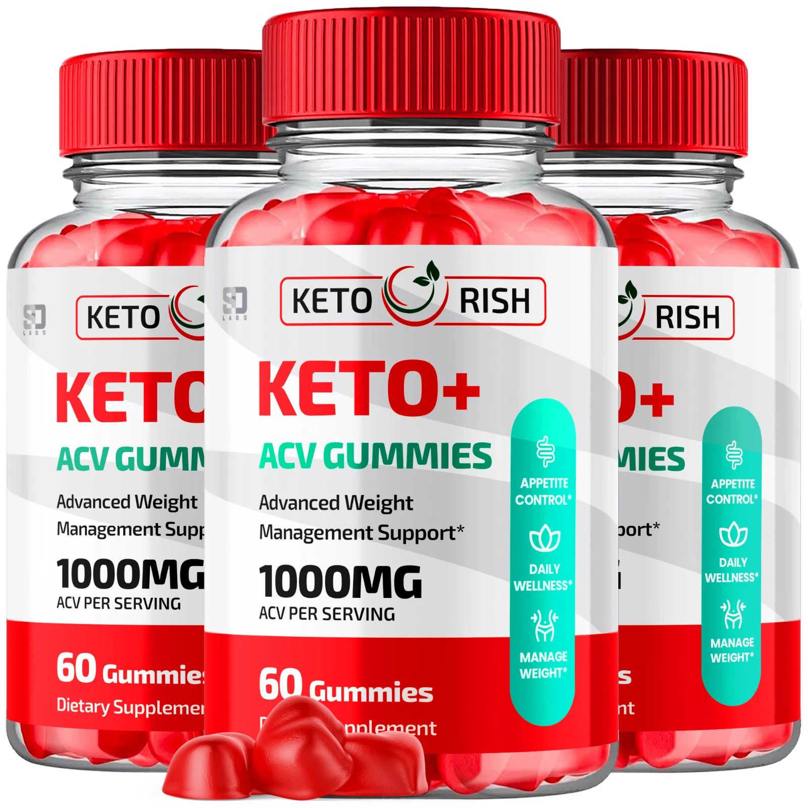 (3 Pack) Keto Rish Keto+ ACV Gummies - For Weight Management & Healthy Body