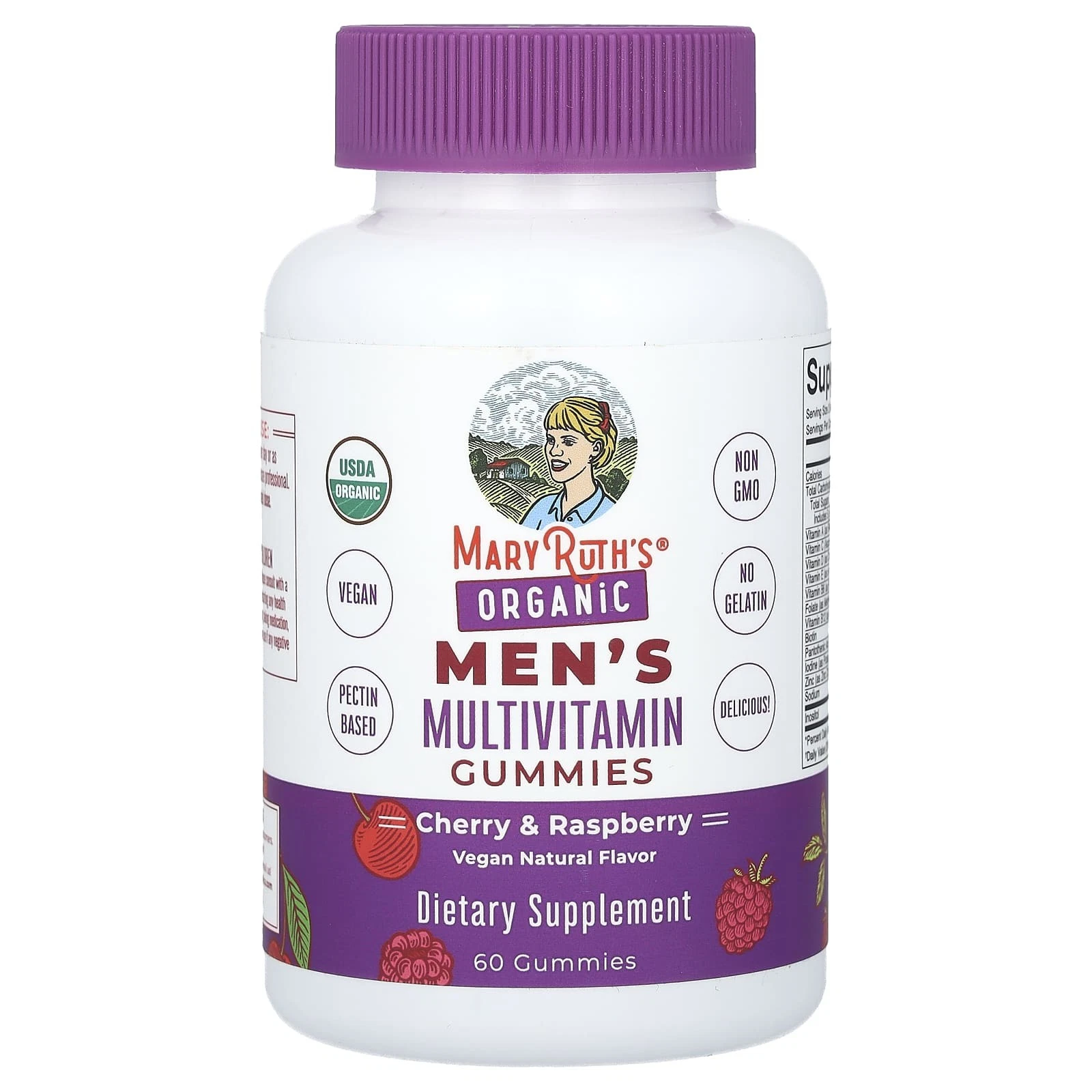 2 X MaryRuths, Organic Mens Multivitamin Gummies, Cherry & Raspberry, 60 Gummie