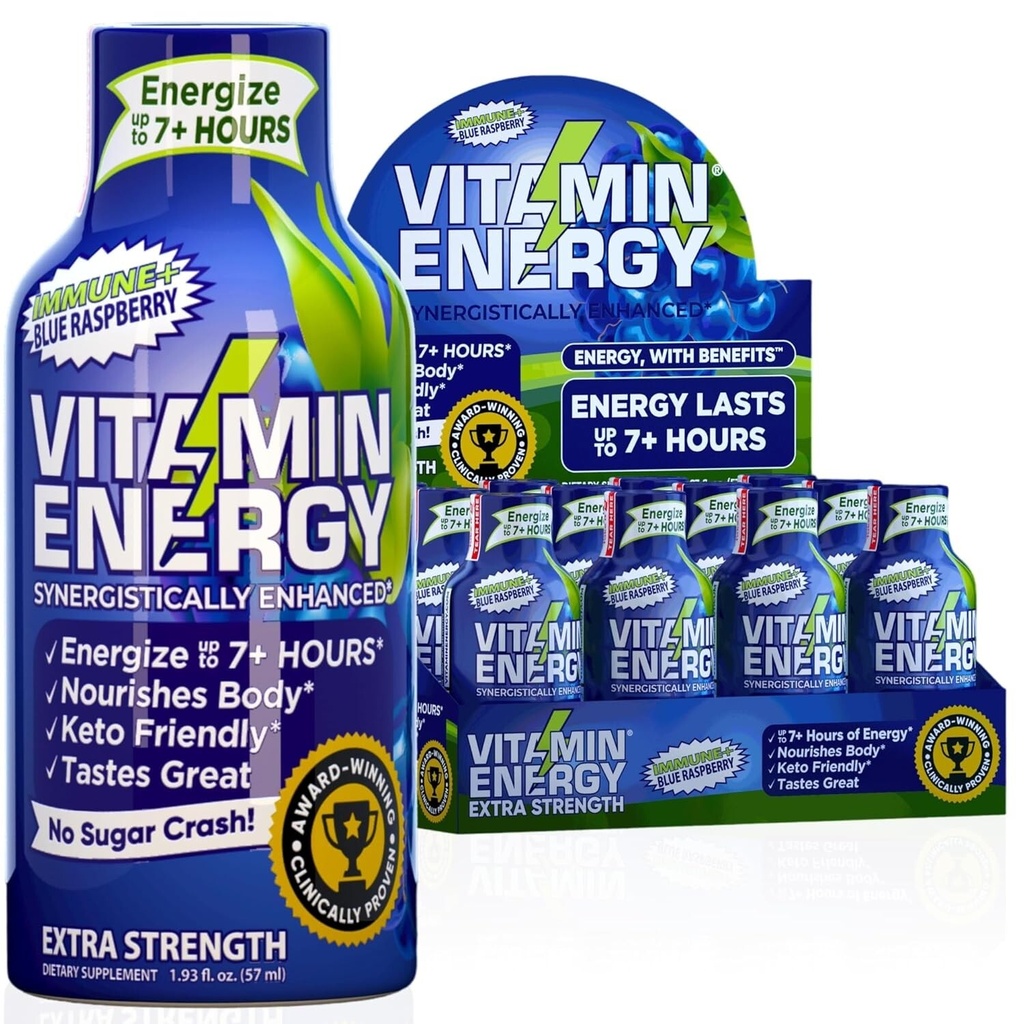 Vitamin Energy Immune + Extra Strength - 12 Shots (Exp 08/26) Made In US, Kosher