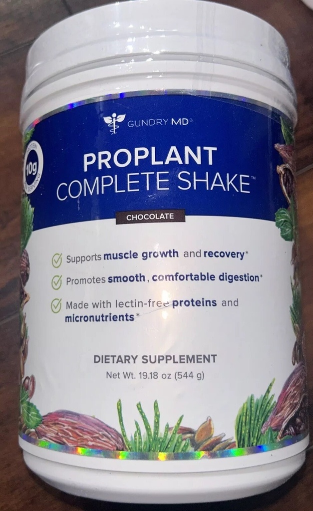 NEW GUNDRY MD PROPLANT COMPLETE SHAKE CHOCOLATE Net 544g 19oz 20servings Sealed