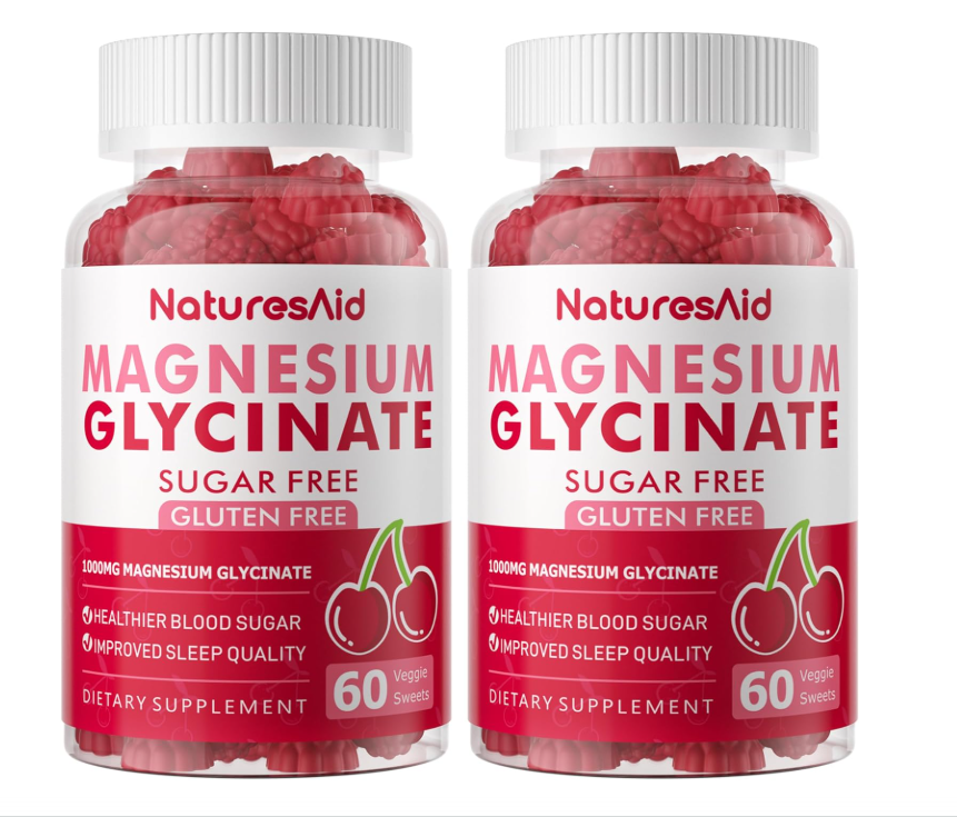 2 pack Magnesium Glycinate Gummies 1000mg - Sugar Free Magnesium Potassium Sup