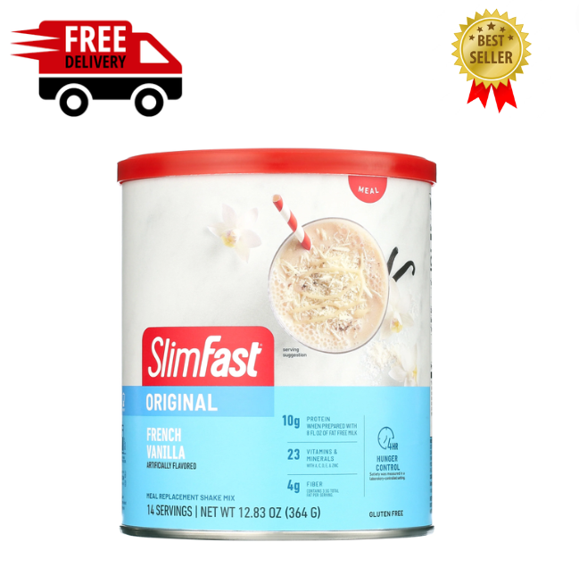 New SlimFast Original Meal Replacement Shake Powder, French Vanilla, 12.83 oz,