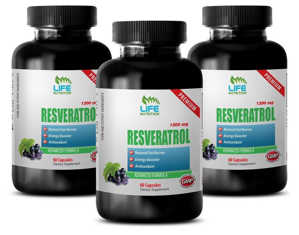 grape seed extract - RESVERATROL 1200mg - weight loss pills 3 Bottles