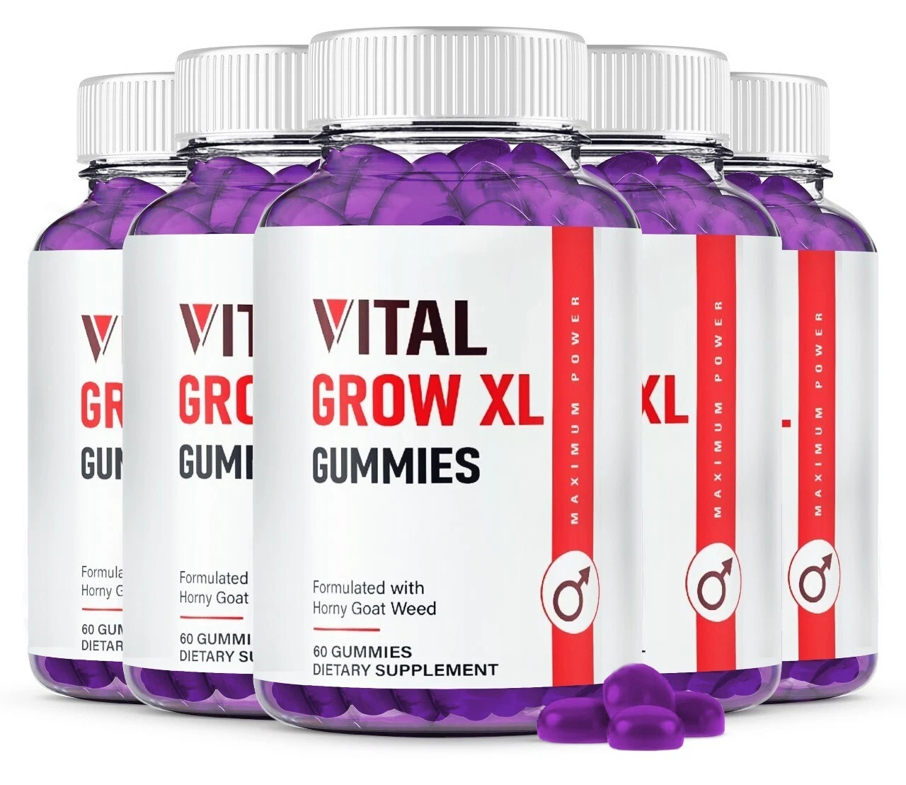 (5 Pack) Vital Grow XL Gummies Male Supplement for Performance (300 Gummies)