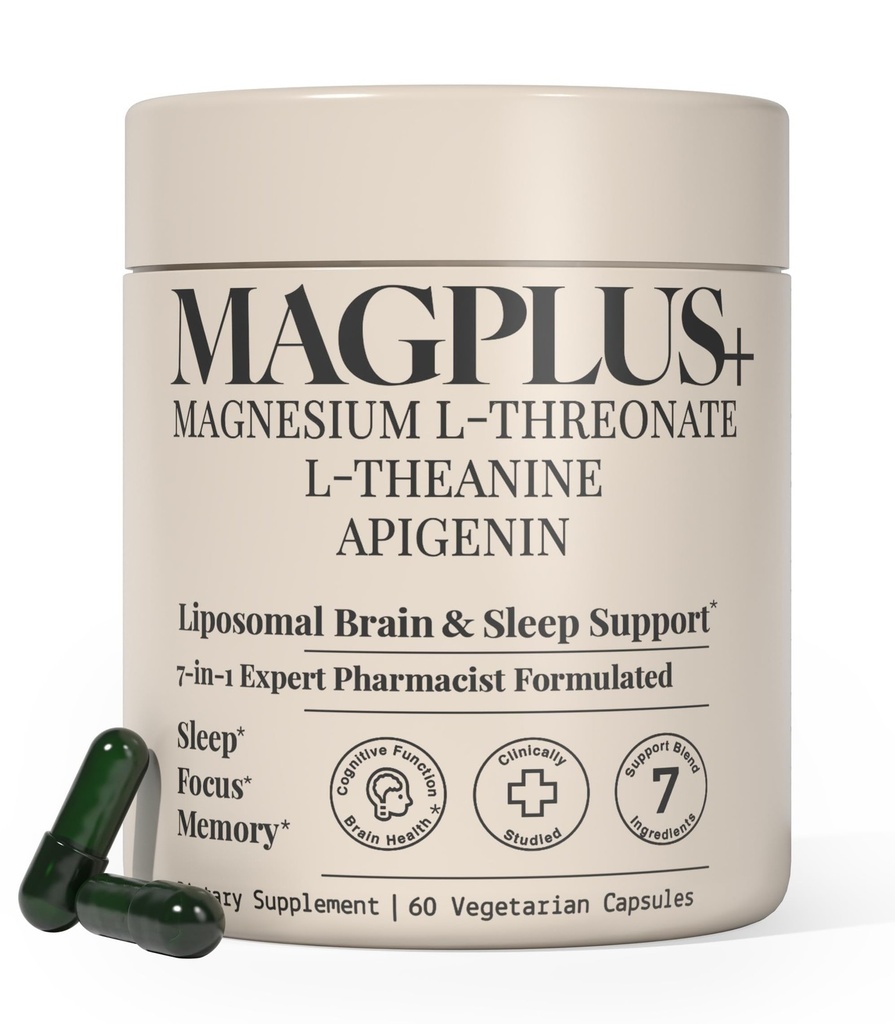 MAGPLUS+ Magnesium L-Threonate Supplement - Liposomal High Absorption with Apige