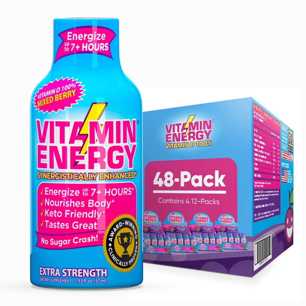 (48 Pack) Vitamin Energy® Vitamin D 100% Energy Shots, Clinically Proven
