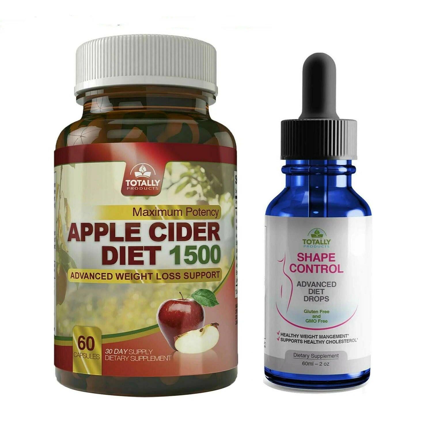 Apple Cider Vinegar Support Weight Loss Capsules & Shape Control Diet Drops Pack